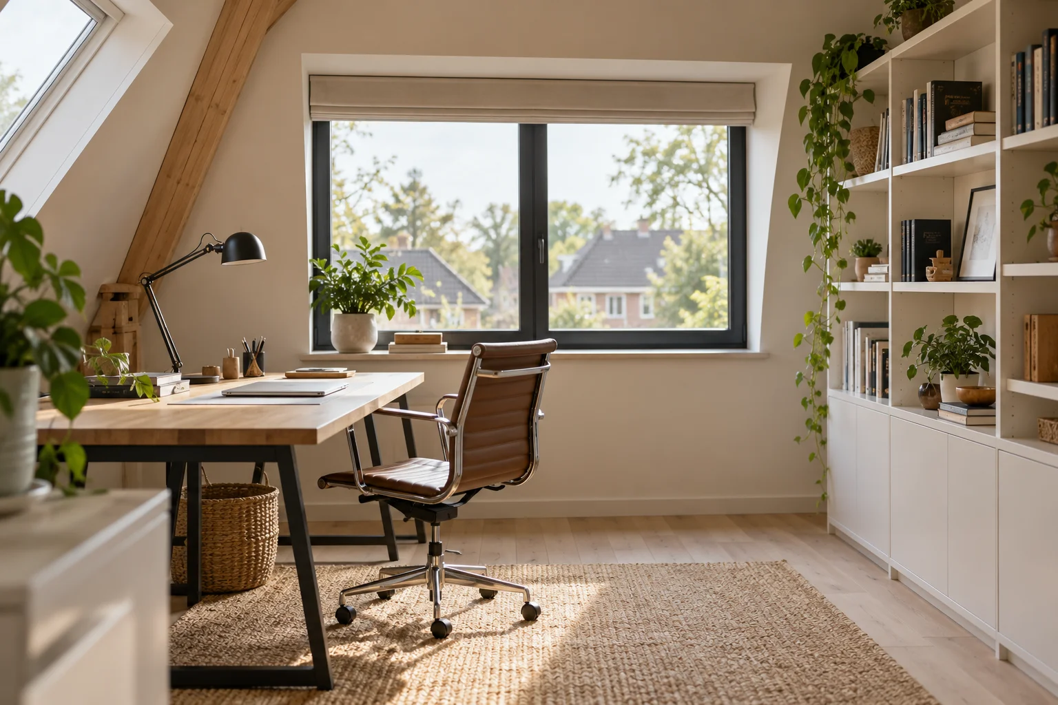 Lichte werkkamer in een woning